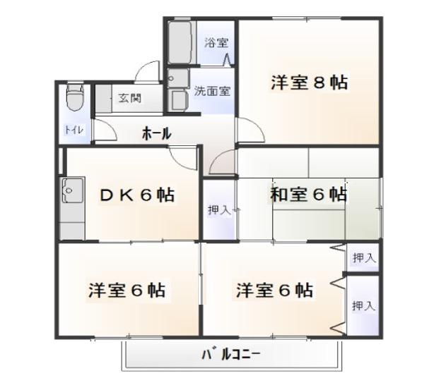 パークビレッジB(4DK/2階)の間取り写真