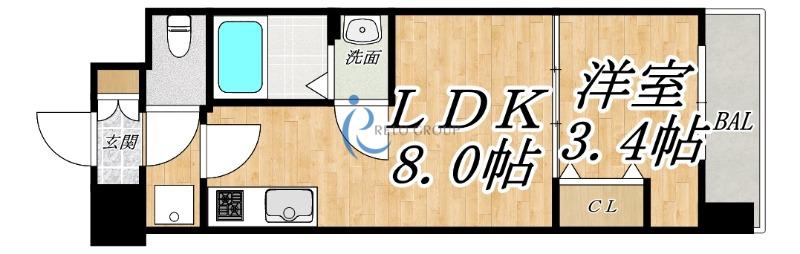 MV.MS大阪新加美(1LDK/7階)の間取り写真