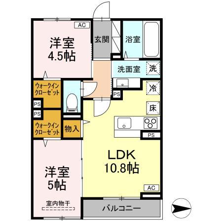 ボヌール T(2LDK/2階)の間取り写真