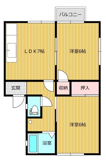 MAHALO(2DK/2階)の間取り写真