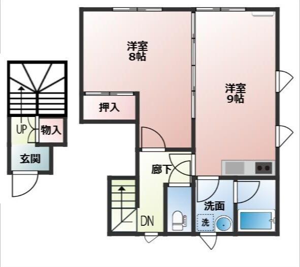 ラインアップ(1LDK/2階)の間取り写真