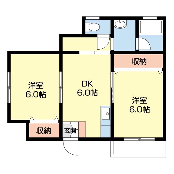 デュープレックス青山(2DK/1階)の間取り写真