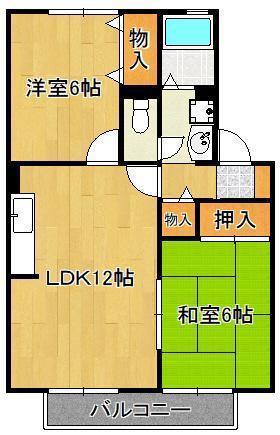 サンハイム徳力(2LDK/2階)の間取り写真