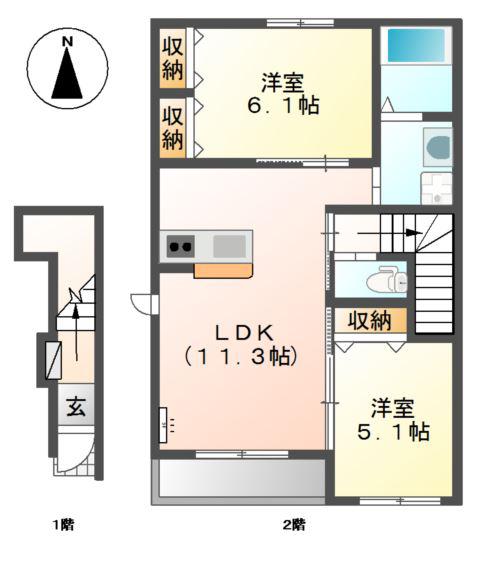 BLUE EPIC(2LDK/2階)の間取り写真