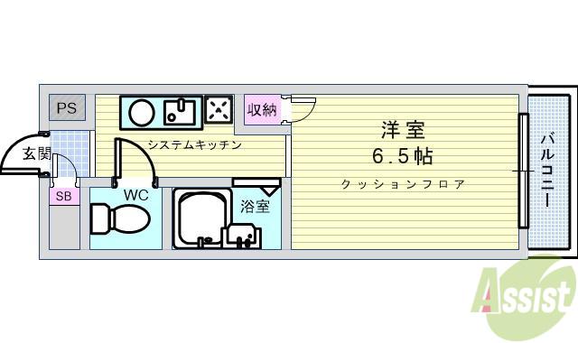 ギャレ蛍池新館(1K/3階)の間取り写真