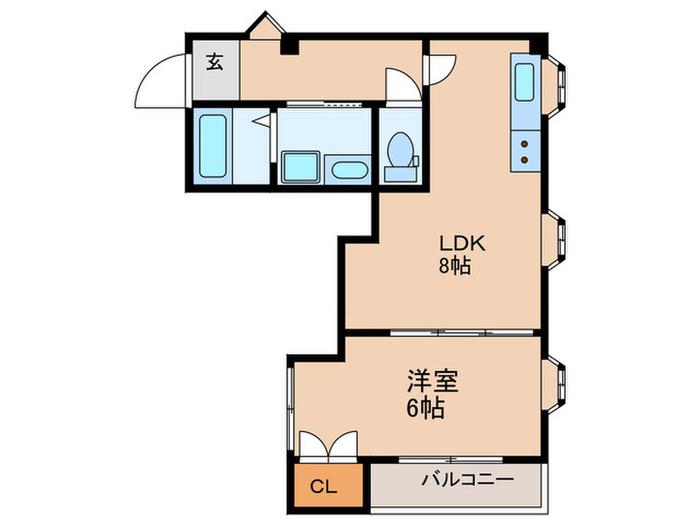 ツインリッチ藤崎(1LDK/3階)の間取り写真