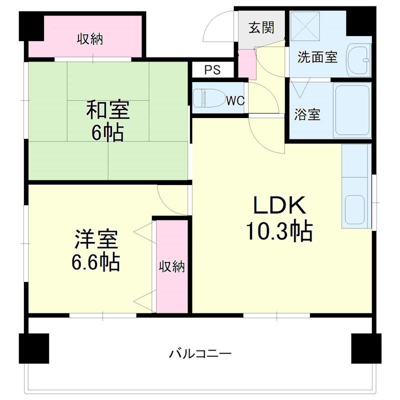 グレイス第8マンション(2LDK/6階)の間取り写真