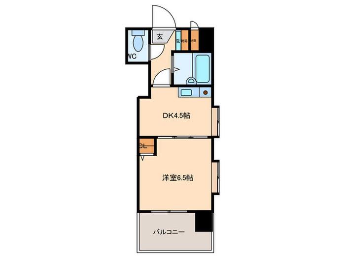 フェリス城西(1DK/3階)の間取り写真