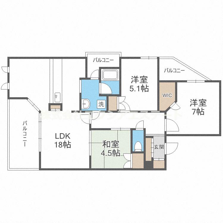 CITY SPIRE夕陽丘(3LDK/2階)の間取り写真
