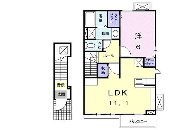 カーロ・アンビエンテB(1LDK/2階)の間取り写真