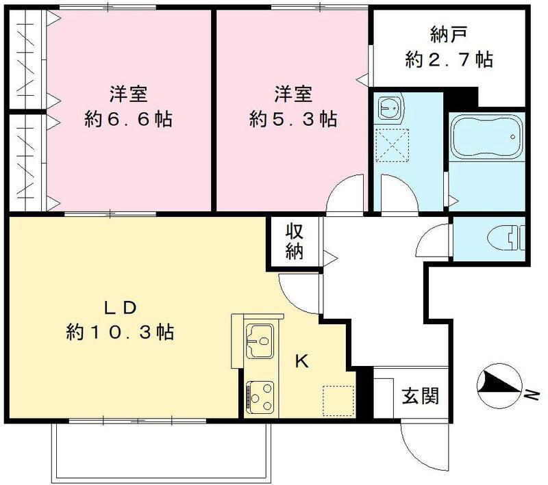 パインリーフ(2LDK/1階)の間取り写真