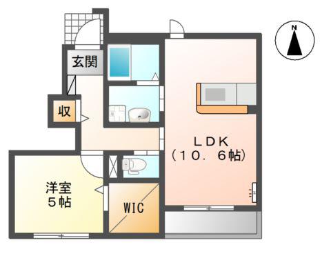 ジェミニ(1LDK/1階)の間取り写真