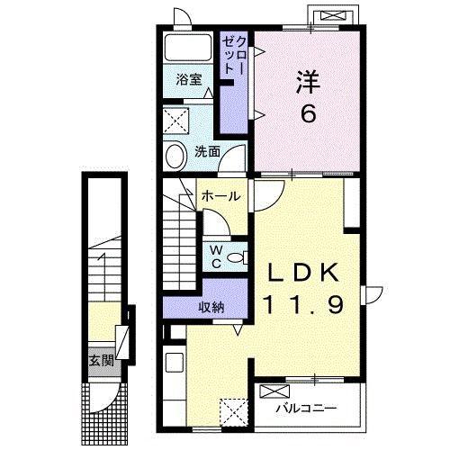 クレール(1LDK/2階)の間取り写真