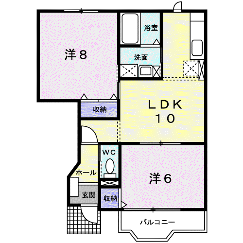 ビューティームーン A(2LDK/1階)の間取り写真