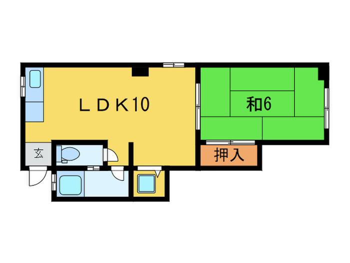 淡野マンション(1LDK/2階)の間取り写真