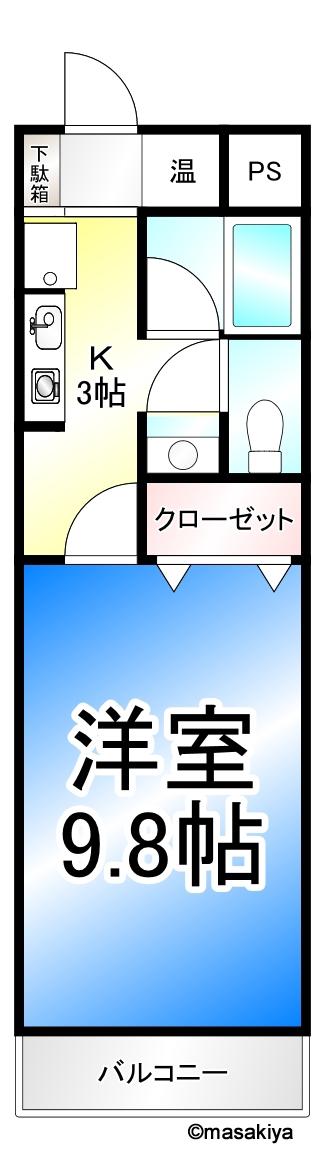 クレセントハウス・七瀬(1K/2階)の間取り写真