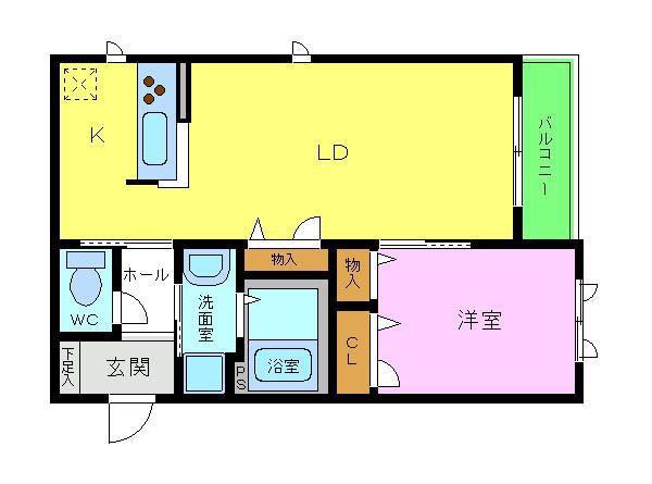 MAISONEIGHT(1LDK/2階)の間取り写真