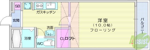フェアリーS 八木山(1K/2階)の間取り写真