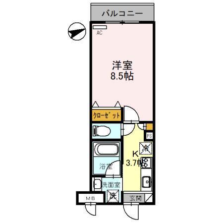 LA・FELICE(1K/2階)の間取り写真