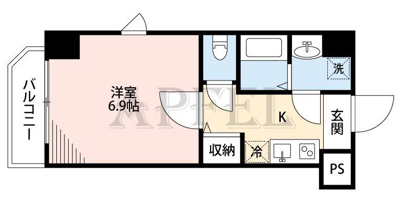 リエトコート福島(1K/6階)の間取り写真