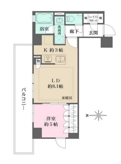 オープンレジデンシア高輪ザ・ハウス(1LDK/3階)の間取り写真