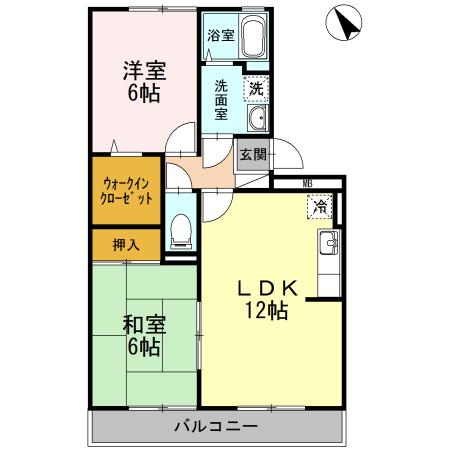 ペイサージュ上津(2LDK/3階)の間取り写真