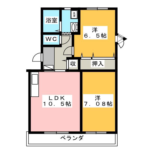 ティータウン葵(2LDK/2階)の間取り写真