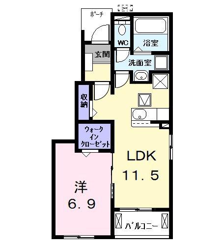 グローク トレ(1LDK/1階)の間取り写真