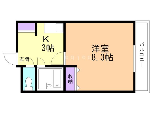 セレンデピティー(1K/1階)の間取り写真