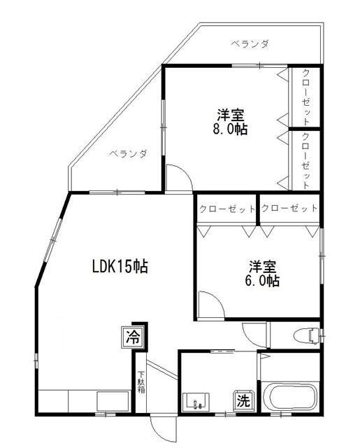 ヒルトップ(2LDK/2階)の間取り写真