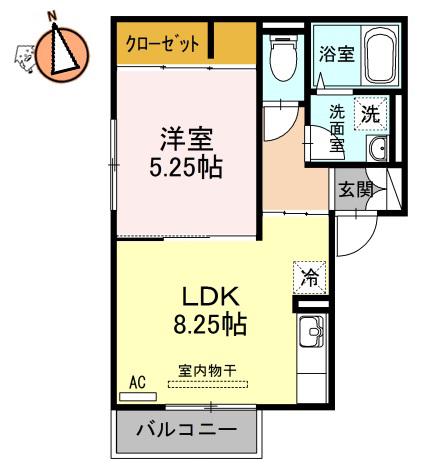 ブランチ田宮(1LDK/2階)の間取り写真