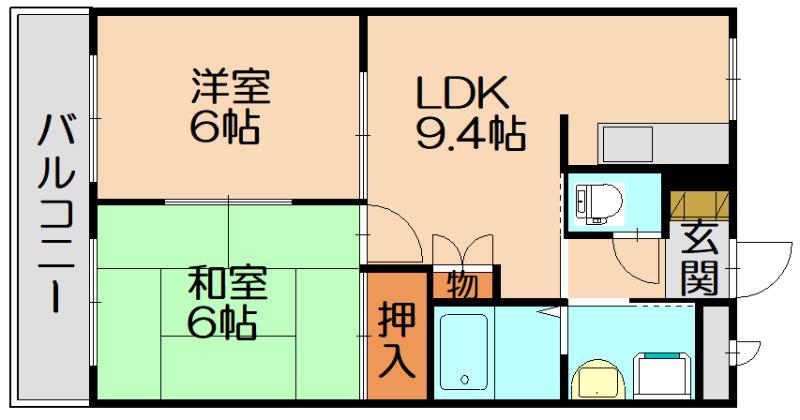 アルファーBAN(2DK/1階)の間取り写真