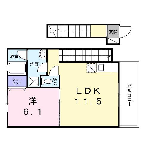 JR東海道本線 尾張一宮駅 バス乗車時間:10分 最寄りバス停で下車 徒歩4分 2階建 築21年(1LDK/2階)の間取り写真