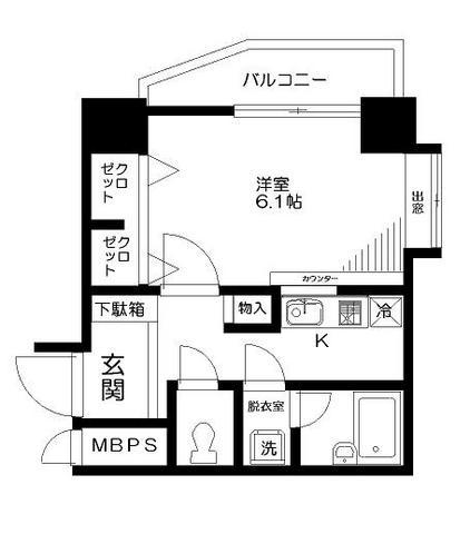 日神パレステージ三軒茶屋II(1K/2階)の間取り写真