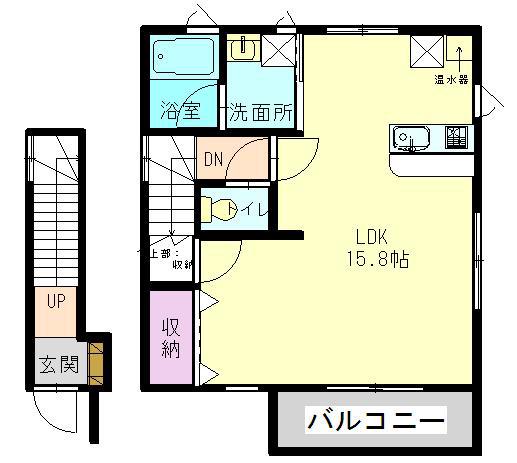 木村ハイツII(ワンルーム/2階)の間取り写真