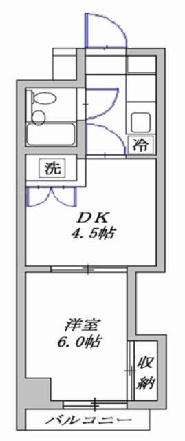 リバプール江古田(1DK/6階)の間取り写真