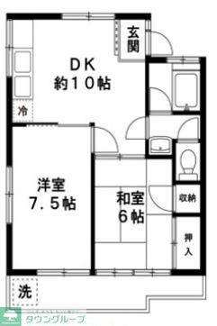 レスポワール調布(2DK/2階)の間取り写真