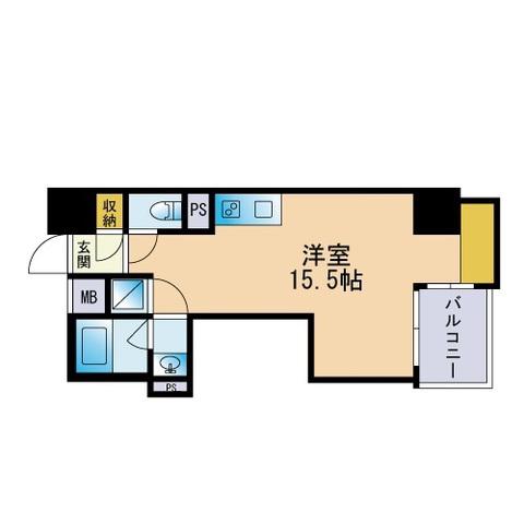レジディア西新(ワンルーム/4階)の間取り写真