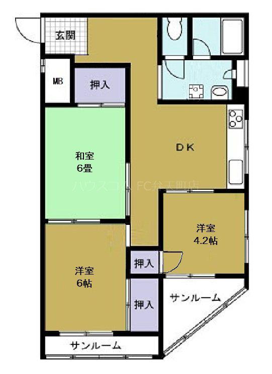 天保山第1コーポ(3DK/5階)の間取り写真