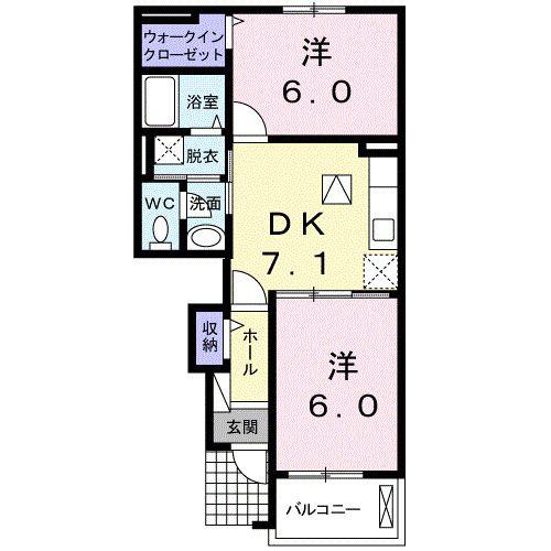 エストウィステリアA(2DK/1階)の間取り写真
