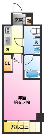 アルコバレーノ武蔵小杉(1K/5階)の間取り写真