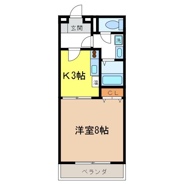 コーポサークルワンC(1K/3階)の間取り写真
