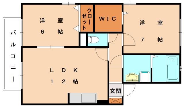 エスペランサ(2LDK/1階)の間取り写真