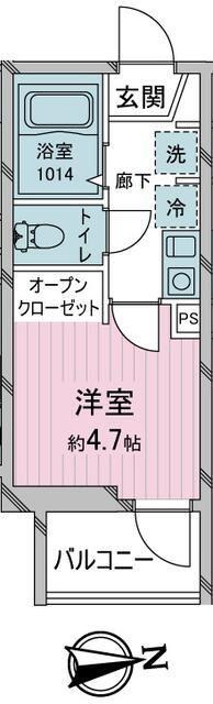 ヨーク所沢II(1K/1階)の間取り写真