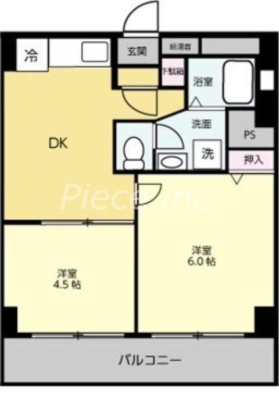第5田村マンション(2DK/4階)の間取り写真