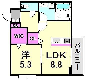 クルーザー(1LDK/2階)の間取り写真
