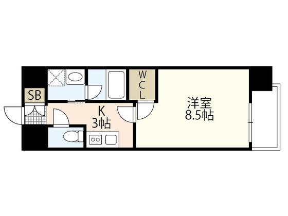 EIGHTVALLEY CASTLESIDE(1K/13階)の間取り写真