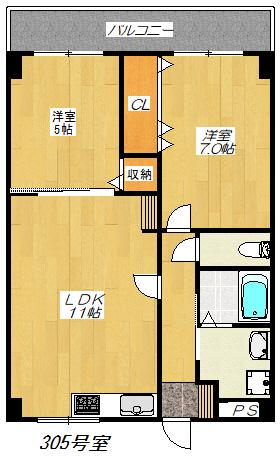 アメニティK・S PART2(2LDK/2階)の間取り写真