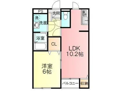 メゾンドゥ・レーヴありさ(1LDK/3階)の間取り写真