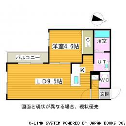 ブロサム桑園(1LDK/1階)の間取り写真
